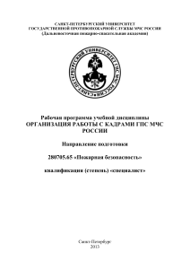 Организация работы с кадрами МЧС: Рабочая программа