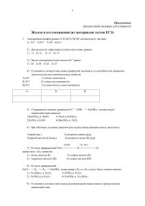 Железо и его соединения: Тест ЕГЭ по химии