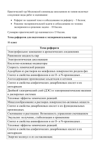 Химия: Темы рефератов и экспериментальная задача для 11 класса