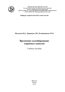 Временное пломбирование корневых каналов: Учебное пособие