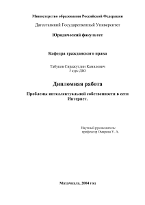 Проблемы интеллектуальной собственности в Интернете: Дипломная работа