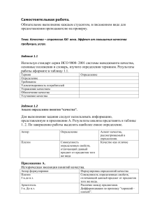 Самостоятельная работа: Качество - стратегия XXI века