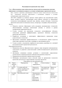 План работы лицея: педагогические технологии и модернизация кабинетов