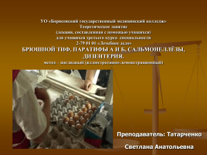 Брюшной тиф, паратифы, сальмонеллез, дизентерия: презентация