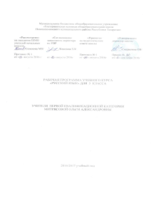 Рабочая программа Русский язык 3 класс