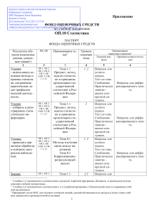 ФОС Статистика: Оценочные средства и результаты обучения