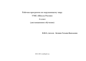 Рабочая программа Окружающий мир, 4 класс, дистанционное обучение