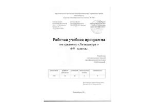 Рабочая программа по литературе 6-9 классы