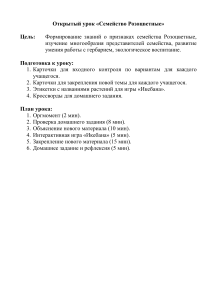 План урока: Семейство Розоцветные (Биология)