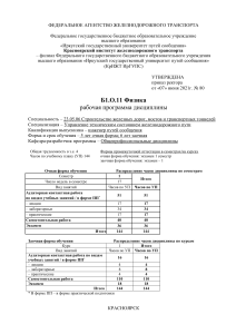Физика: Рабочая программа для строительства ж/д