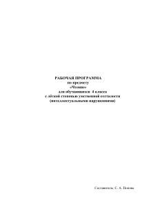 Рабочая программа по чтению, 4 класс (ОВЗ)