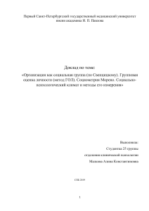 Организация как социальная группа: доклад по психологии