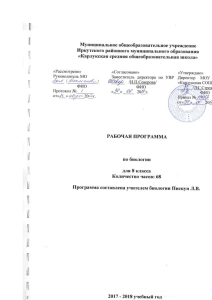 Рабочая программа по биологии 8 класс