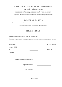 Принцип максимума Понтрягина: Курсовая работа