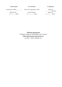 Рабочая программа по математической грамотности, 5 класс