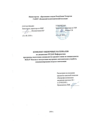 Информатика: контрольно-оценочные материалы