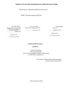 Программа Труд (Технология), 5-9 классы