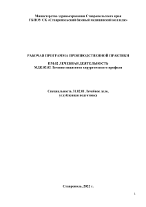 Рабочая программа практики по хирургии