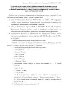 Учебный план коррекционной школы IV вида