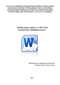 Лабораторные работы MS Word