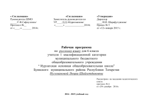 Рабочая программа по русскому языку, 6 класс