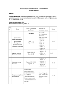 Английский язык 4 класс: Календарно-тематическое планирование