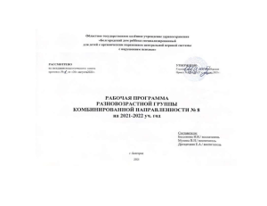 Рабочая программа разновозрастной группы