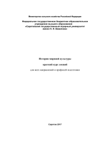 История мировой культуры: краткий курс лекций