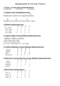 Контрольный тест по теме «Глагол»