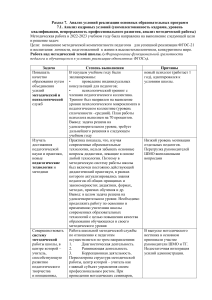 Анализ кадровых условий и методической работы в школе