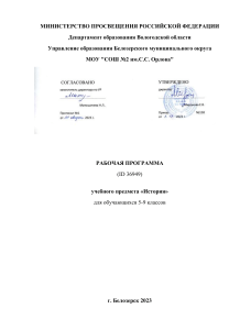 Рабочая программа по истории 5-9 класс
