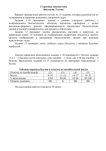 Биология. 5 класс. Стартовая диагностика